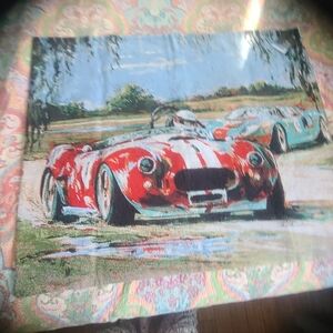 Large 40x68 Woven Wall Tapestry Car Race Heavy With Backing  Rod Pockets NEW